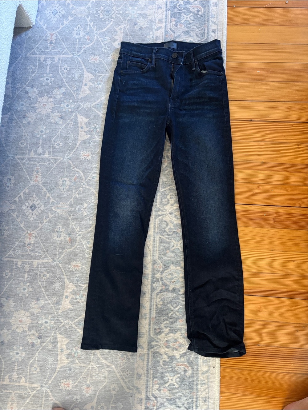 MOTHER Straight Leg Dazzler Jeans in Dark Indigo Blue